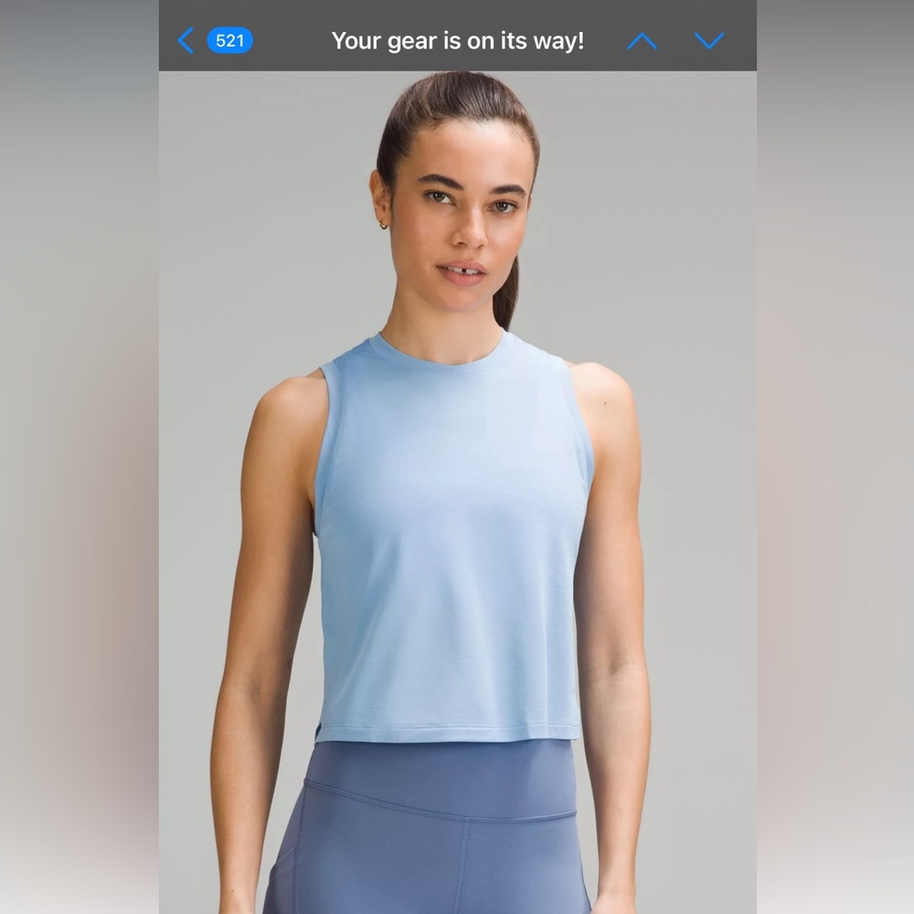 Lululemon Ultra light waist length tank top in Sinatra blue size 4